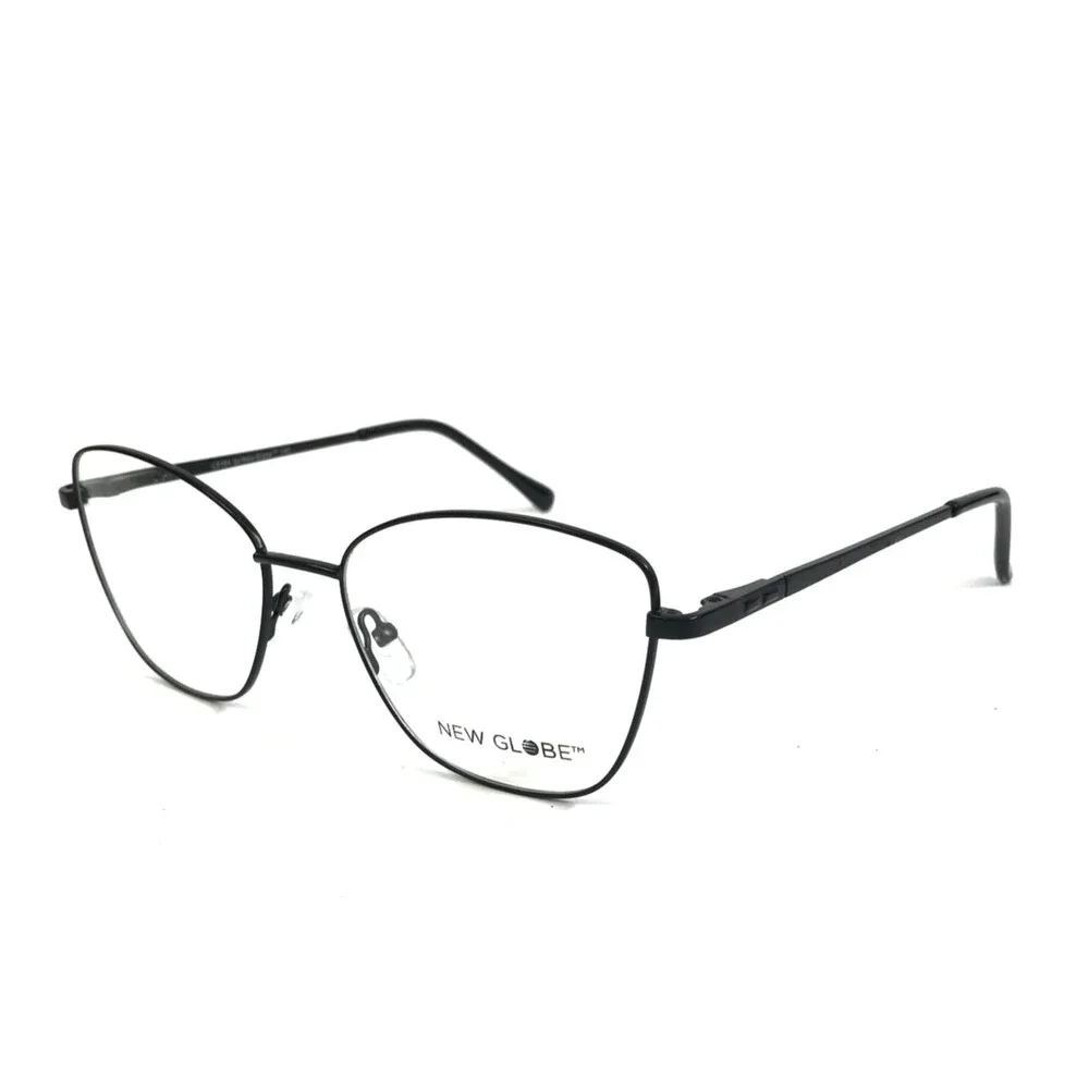 New Globe Eyeglasses Frames L5184 BLACK Butterfly Wire Rim 54-17-140